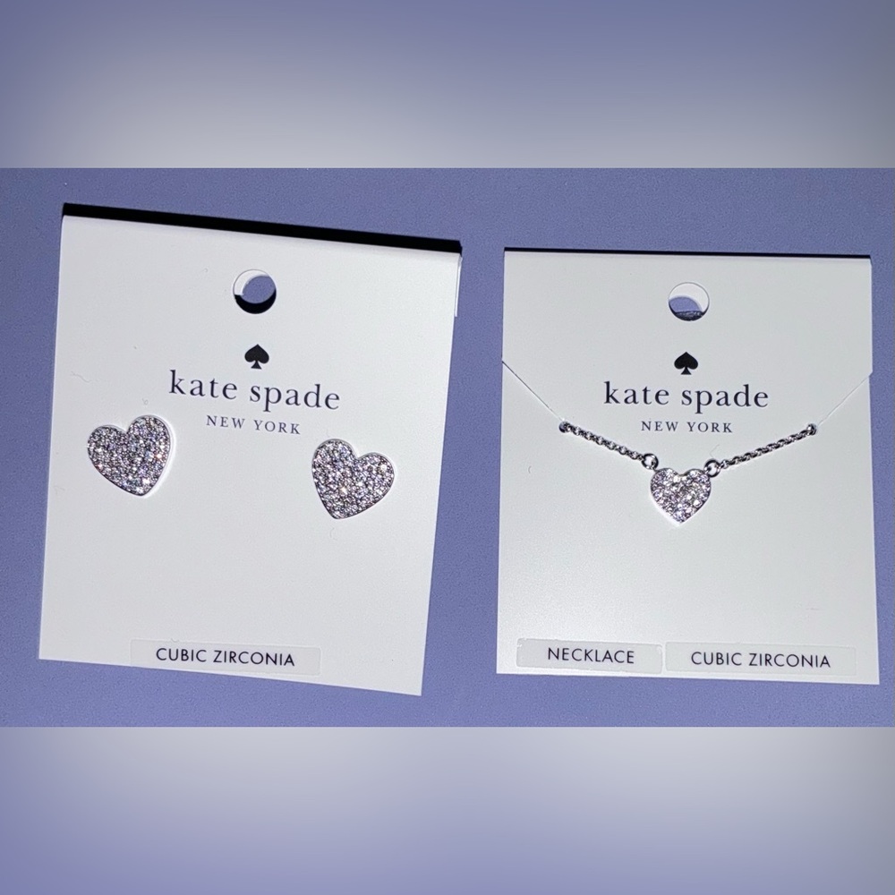 🚨NWT KATE SPADE SILVER HEART NECKLACE & EARRINGS SET!